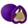 Фиолетовая анальная пробка с золотистым кристаллом-сердцем Bling Plug Small - 7,6 см. фото 3 — pink-kiss