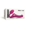 Ярко-розовый безремневой страпон Multi Orgasm Size S с клиторальной стимуляцией фото 2 — pink-kiss