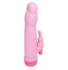 Розовый силиконовый массажёр с клиторальным отростком - 16,5 см. фото 2 — pink-kiss