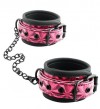 Красно-чёрные кожаные наручники Wrists Cuffs с геометрическим узором фото 1 — pink-kiss