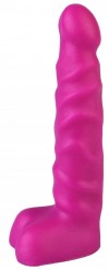 Фиолетовый анальный стимулятор с мошонкой - 14 см. фото 1 — pink-kiss
