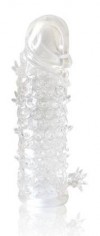 Закрытая прозрачная рельефная насадка Crystal sleeve - 13 см. фото 1 — pink-kiss