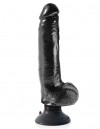 Чёрный виброфаллос со съемной присоской 9" Vibrating Cock with Balls - 22,9 см. фото 1 — pink-kiss