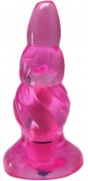 Розовая витая анальная пробка с вибропулькой - 15 см. фото 2 — pink-kiss