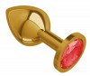 Золотистая средняя пробка с красным кристаллом - 8,5 см. фото 2 — pink-kiss