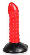 Красно-черный фантазийный фаллоимитатор с пупырышками - 20 см. фото 1 — pink-kiss