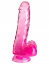 Розовый фаллоимитатор с мошонкой на присоске 6’’ Cock with Balls - 17,8 см. фото 1 — pink-kiss