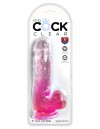 Розовый фаллоимитатор с мошонкой на присоске 6’’ Cock with Balls - 17,8 см. фото 2 — pink-kiss