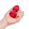 Красный анальный плаг с кристаллом-сердцем Vibrating Heart Shape Jewel Plug M-L фото 4 — pink-kiss