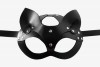 Черная кожаная маска "Кошка" с ушками фото 3 — pink-kiss