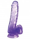 Фиолетовый фаллоимитатор с мошонкой на присоске 6’’ Cock with Balls - 17,8 см. фото 1 — pink-kiss