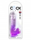 Фиолетовый фаллоимитатор с мошонкой на присоске 6’’ Cock with Balls - 17,8 см. фото 2 — pink-kiss