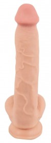 Телесный фаллоимитатор с подвижной кожей - 24,7 см. фото 3 — pink-kiss