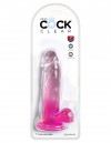 Розовый фаллоимитатор с мошонкой на присоске 7’’ Cock with Balls - 20,3 см. фото 2 — pink-kiss