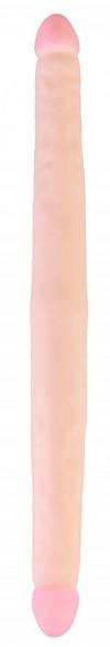 Телесный двухсторонний фаллоимитатор-реалистик - 42,5 см. фото 4 — pink-kiss