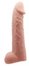 Телесная реалистичная насадка-удлинитель на пенис - 21 см. фото 1 — pink-kiss