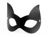 Черная кожаная маска с прорезями для глаз и ушками фото 1 — pink-kiss