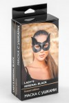 Черная кожаная маска с прорезями для глаз и ушками фото 2 — pink-kiss