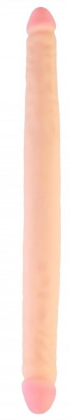 Телесный двухсторонний фаллоимитатор-реалистик - 49,5 см. фото 4 — pink-kiss