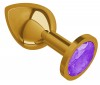 Золотистая средняя пробка с фиолетовым кристаллом - 8,5 см. фото 2 — pink-kiss