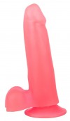 Нежно-розовый фаллоимитатор с мошонкой на присоске - 16,5 см. фото 1 — pink-kiss