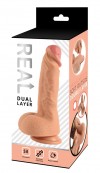 Телесный реалистичный фаллоимитатор Real Dual Layer - 20 см. фото 5 — pink-kiss