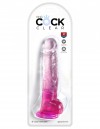 Розовый фаллоимитатор с мошонкой на присоске 8’’ Cock with Balls - 22,2 см. фото 2 — pink-kiss