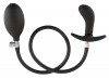 Черная анальная втулка с грушей для накачивания - 8 см. фото 1 — pink-kiss