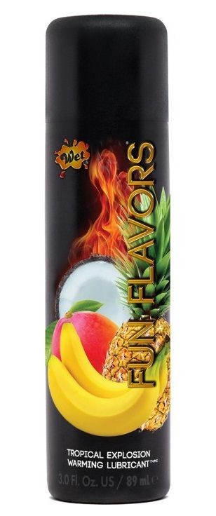 Разогревающий лубрикант Fun Flavors 4-in-1 Tropical Explosion с ароматом тропических фруктов - 89 мл. фото 1 — pink-kiss