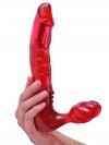 Безремневой вагинальный страпон с вибратором Bend Over Boyfriend Red - 21 см. фото 2 — pink-kiss