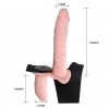 Женский страпон на эластичных ремешках с вибрацией и вагинальной пробкой - 18 см. фото 7 — pink-kiss