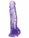 Фиолетовый фаллоимитатор с мошонкой на присоске 8’’ Cock with Balls - 22,2 см. фото 1 — pink-kiss