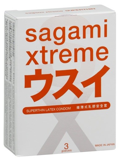Ультратонкие презервативы Sagami Xtreme Superthin - 3 шт. фото 1 — pink-kiss