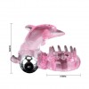Розовое виброкольцо-дельфин с шипами фото 3 — pink-kiss