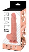 Телесный фаллоимитатор-реалистик с мошонкой Real Dual Layer - 20 см. фото 2 — pink-kiss