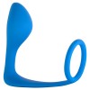 Синее эрекционное кольцо с анальной пробкой Button Anal Plug фото 1 — pink-kiss