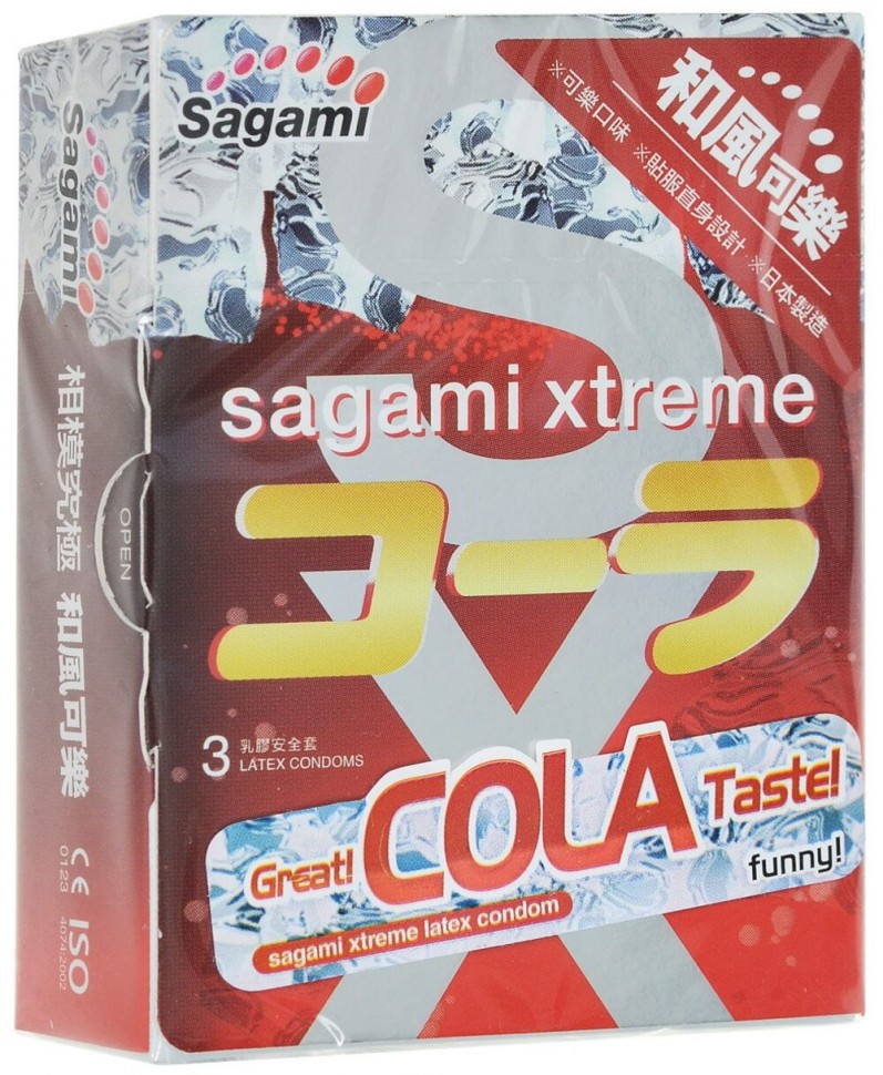 Ароматизированные презервативы Sagami Xtreme Cola  - 3 шт. фото 1 — pink-kiss