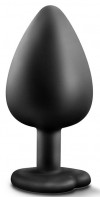 Черная анальная пробка с прозрачным стразом-сердечком Bling Plug Large - 9,5 см. фото 3 — pink-kiss