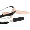 Телесный женский страпон с вагинальной пробкой Strap-On Duo - 15 см. фото 4 — pink-kiss
