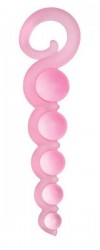 Розовая анальная цепочка из 5 шариков различного диаметра - 25,5 см. фото 2 — pink-kiss