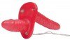 Красный женский страпон с вагинальной пробкой Bad Kitty - 18 см. фото 2 — pink-kiss