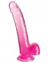 Розовый фаллоимитатор с мошонкой на присоске 9’’ Cock with Balls - 24,8 см. фото 1 — pink-kiss