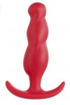 Красная анальная пробка с волнообразным рельефом - 13 см. фото 1 — pink-kiss