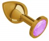 Золотистая средняя пробка с сиреневый кристаллом - 8,5 см. фото 2 — pink-kiss