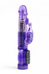 Фиолетовый вибратор-ротатор с клиторальным стимулятором - 22,5 см. фото 1 — pink-kiss