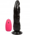 Черный вибромассажёр на присоске с проводным пультом - 17,5 см. фото 1 — pink-kiss