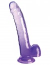 Фиолетовый фаллоимитатор с мошонкой на присоске 9’’ Cock with Balls - 24,8 см. фото 1 — pink-kiss