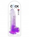 Фиолетовый фаллоимитатор с мошонкой на присоске 9’’ Cock with Balls - 24,8 см. фото 2 — pink-kiss
