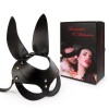Черная маска с удлиненными ушками и заклепками фото 2 — pink-kiss