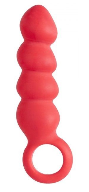 Красный анальный стимулятор в форме ёлочки с кольцом фото 1 — pink-kiss